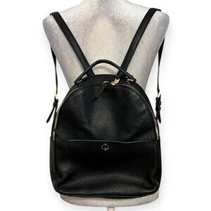 Kate Spade New York Pebbled Leather Backpack Black Silver Hardware Purse Bag
